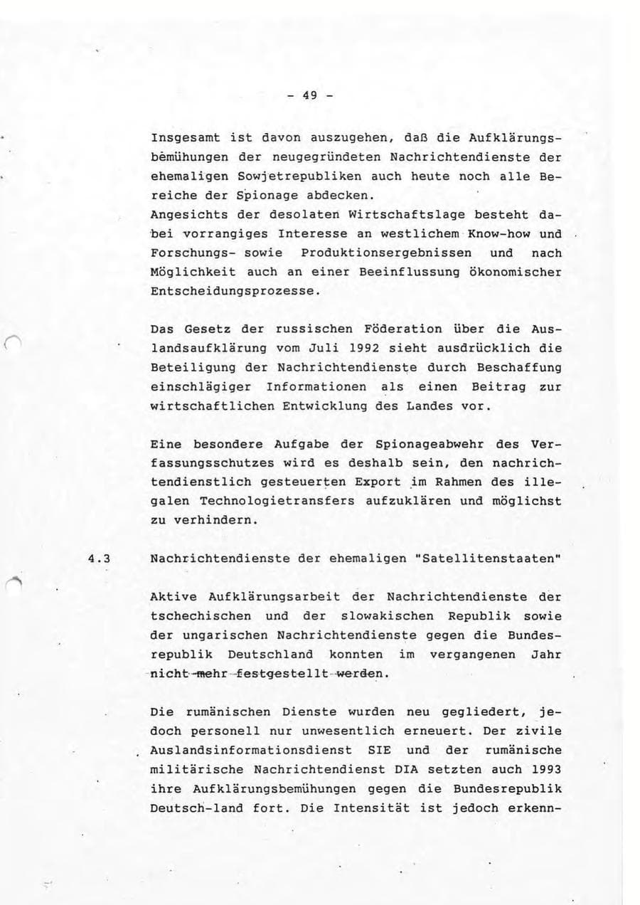 Seite 49 des Verfassungsschutzbericht 1993 Rheinland-Pfalz