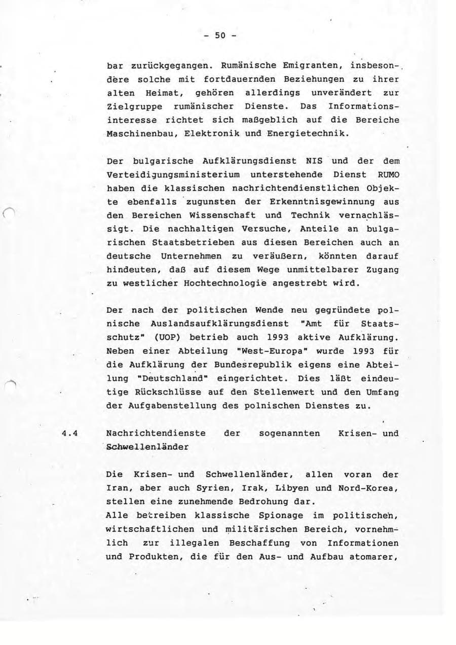 Seite 50 des Verfassungsschutzbericht 1993 Rheinland-Pfalz
