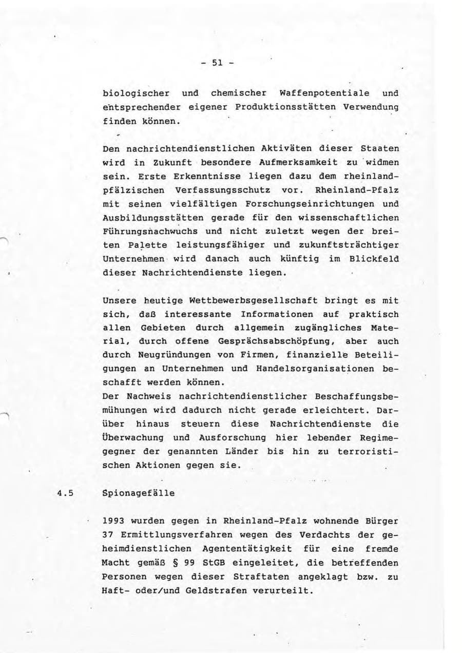 Seite 51 des Verfassungsschutzbericht 1993 Rheinland-Pfalz