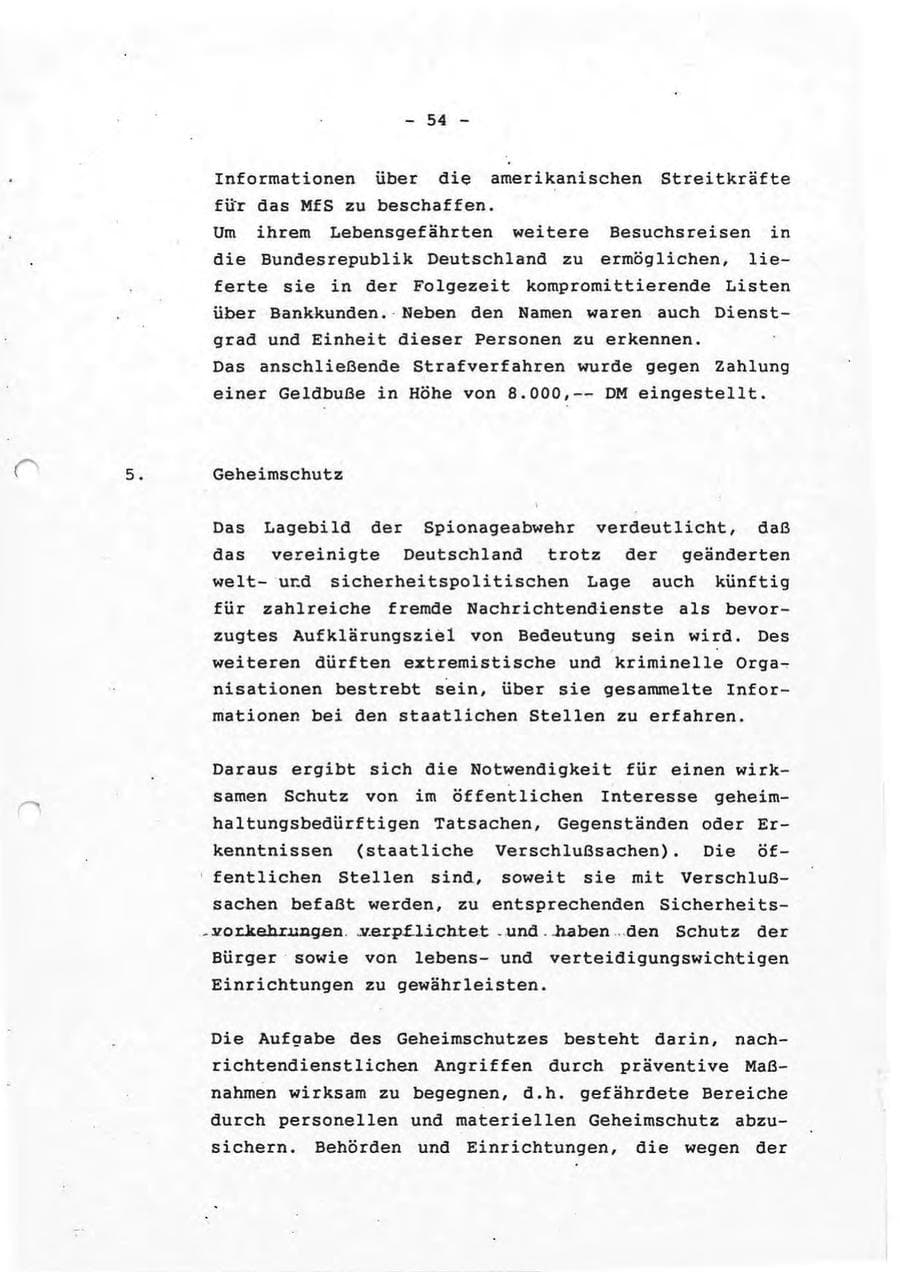 Seite 54 des Verfassungsschutzbericht 1993 Rheinland-Pfalz