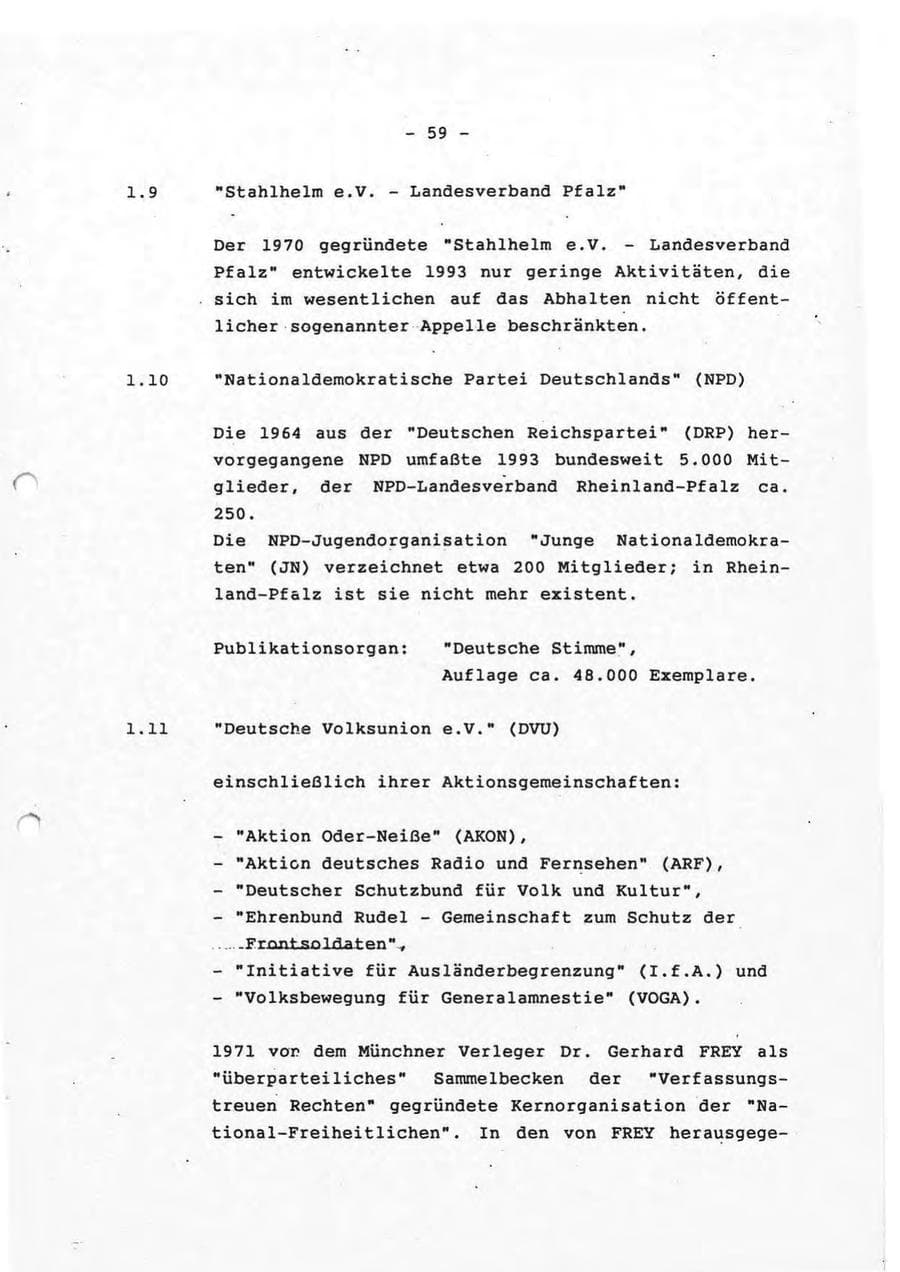 Seite 59 des Verfassungsschutzbericht 1993 Rheinland-Pfalz