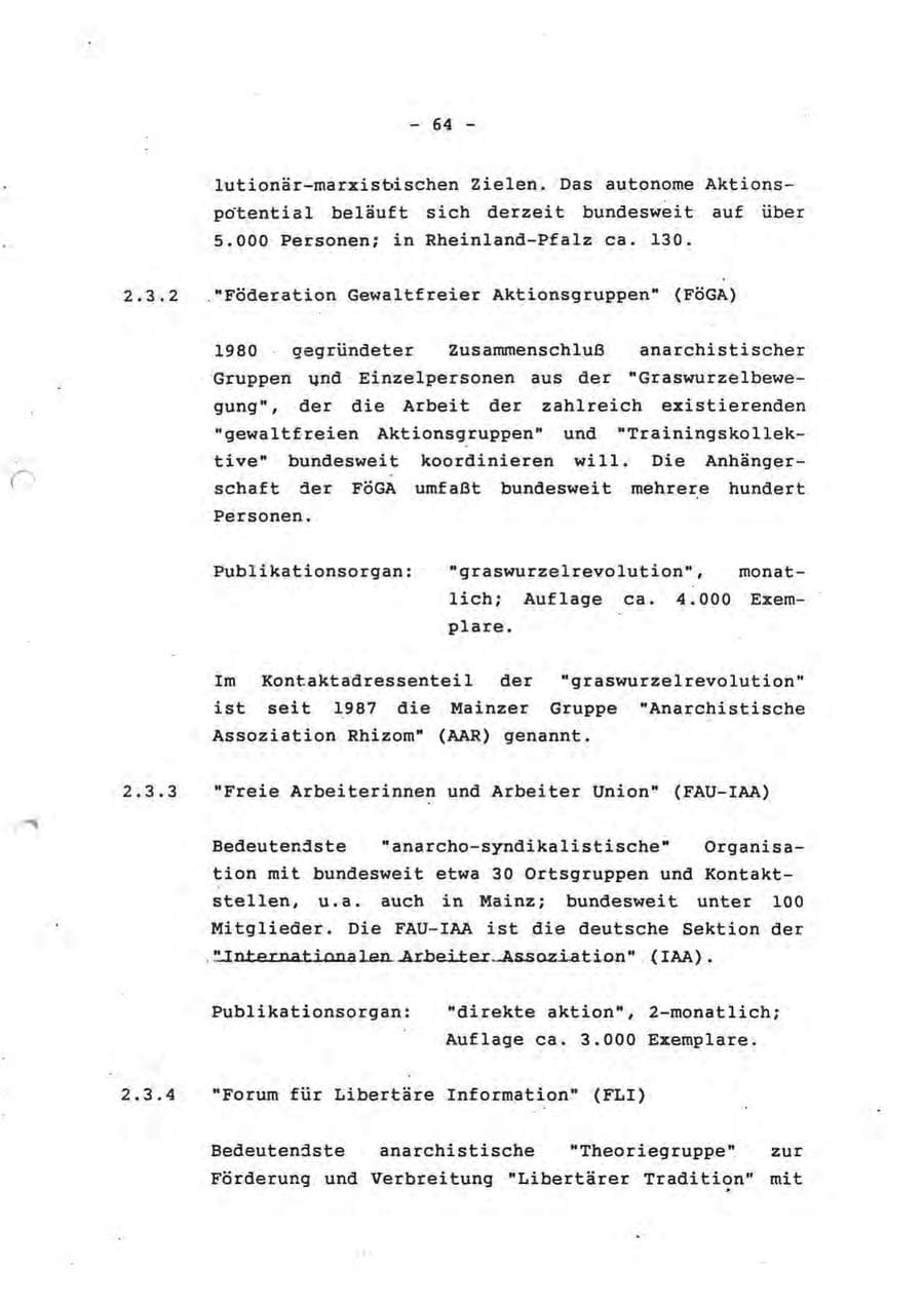 Seite 64 des Verfassungsschutzbericht 1993 Rheinland-Pfalz