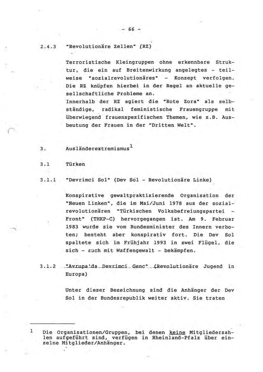 Seite 66 des Verfassungsschutzbericht 1993 Rheinland-Pfalz