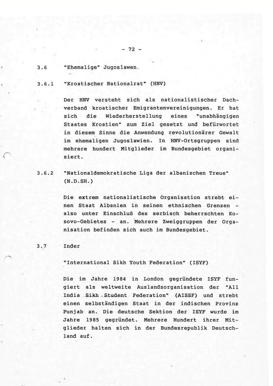 Seite 72 des Verfassungsschutzbericht 1993 Rheinland-Pfalz