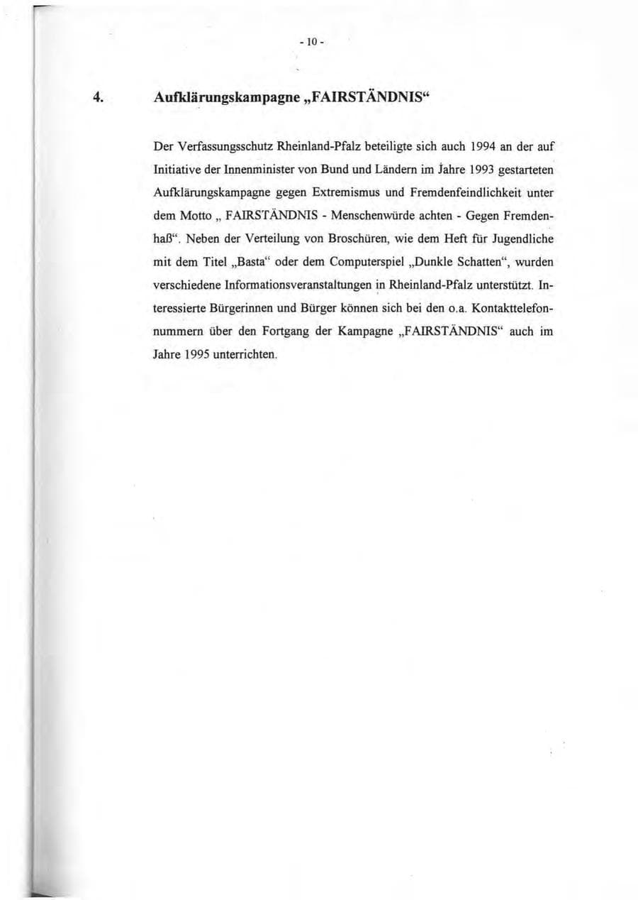 Seite 11 des Verfassungsschutzbericht 1994 Rheinland-Pfalz