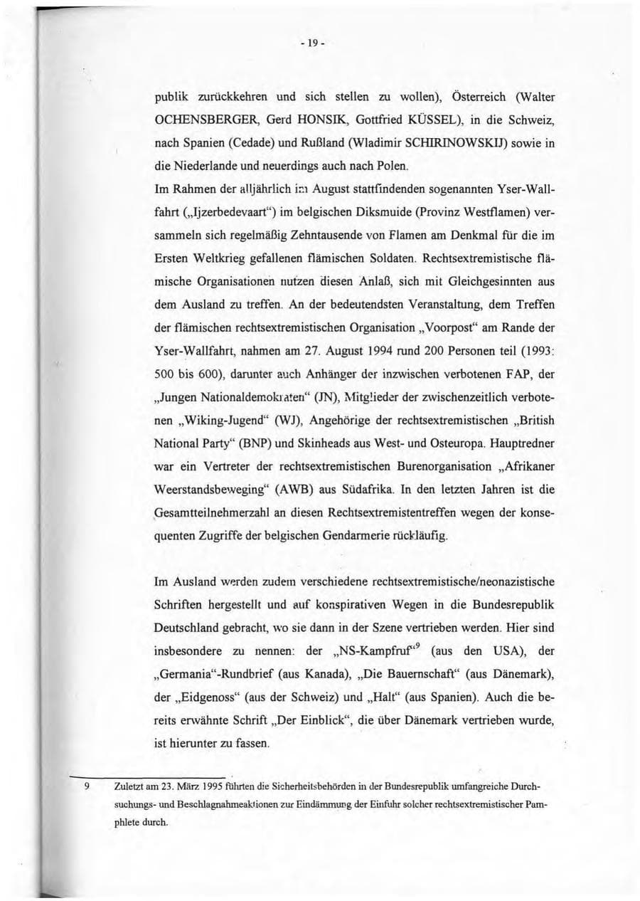 Seite 20 des Verfassungsschutzbericht 1994 Rheinland-Pfalz