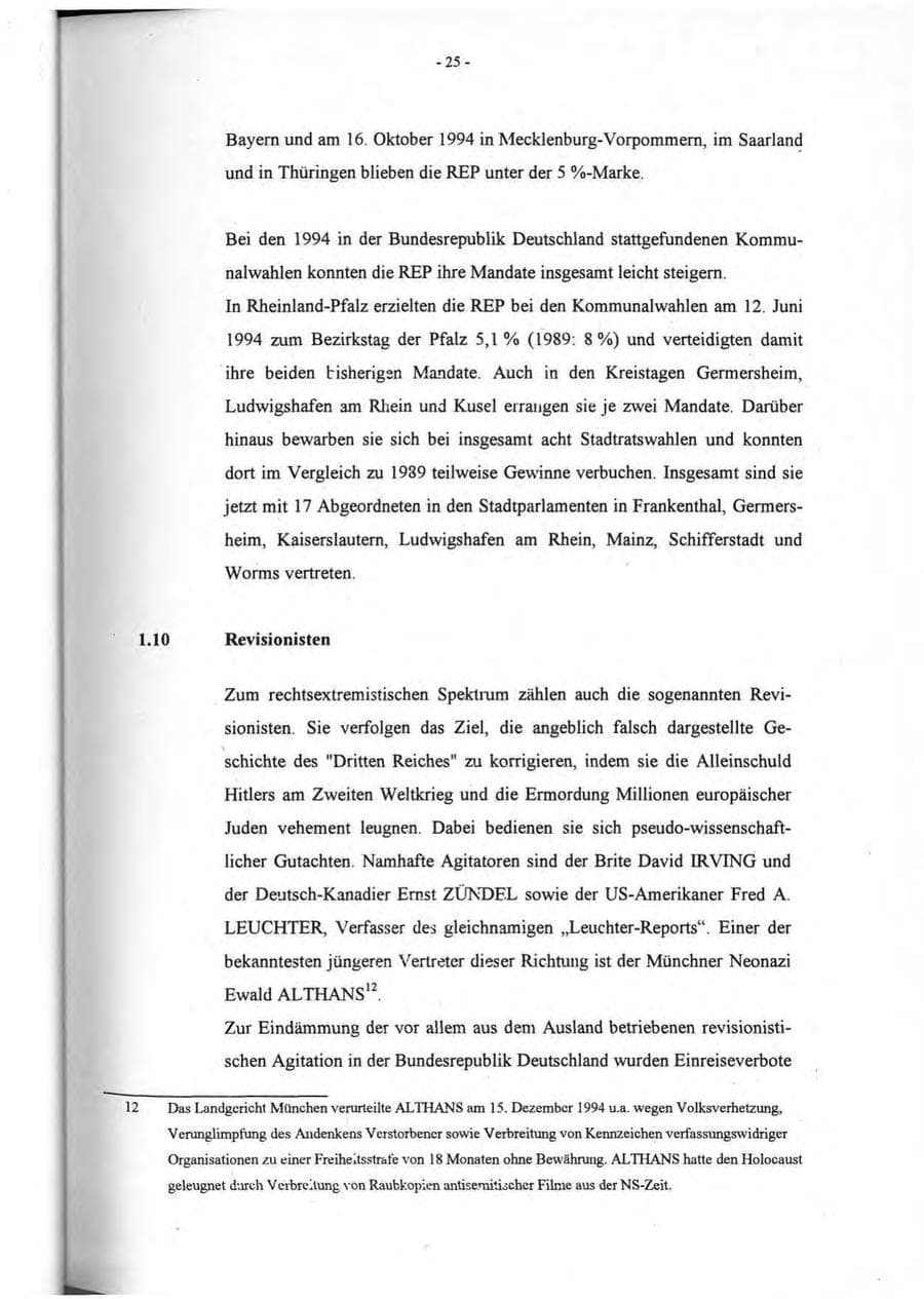 Seite 26 des Verfassungsschutzbericht 1994 Rheinland-Pfalz