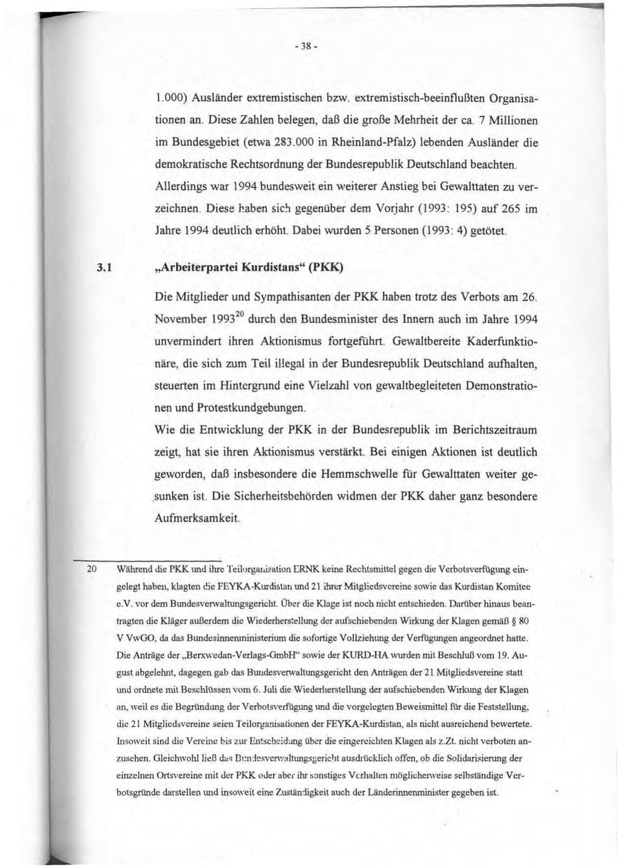 Seite 39 des Verfassungsschutzbericht 1994 Rheinland-Pfalz