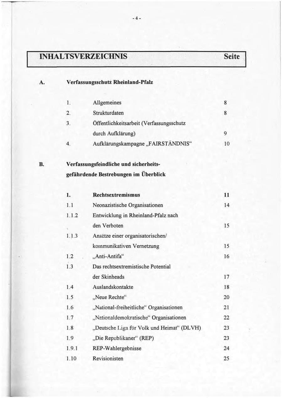 Seite 5 des Verfassungsschutzbericht 1994 Rheinland-Pfalz