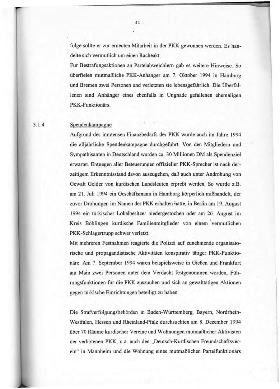 Seite 45 des Verfassungsschutzbericht 1994 Rheinland-Pfalz