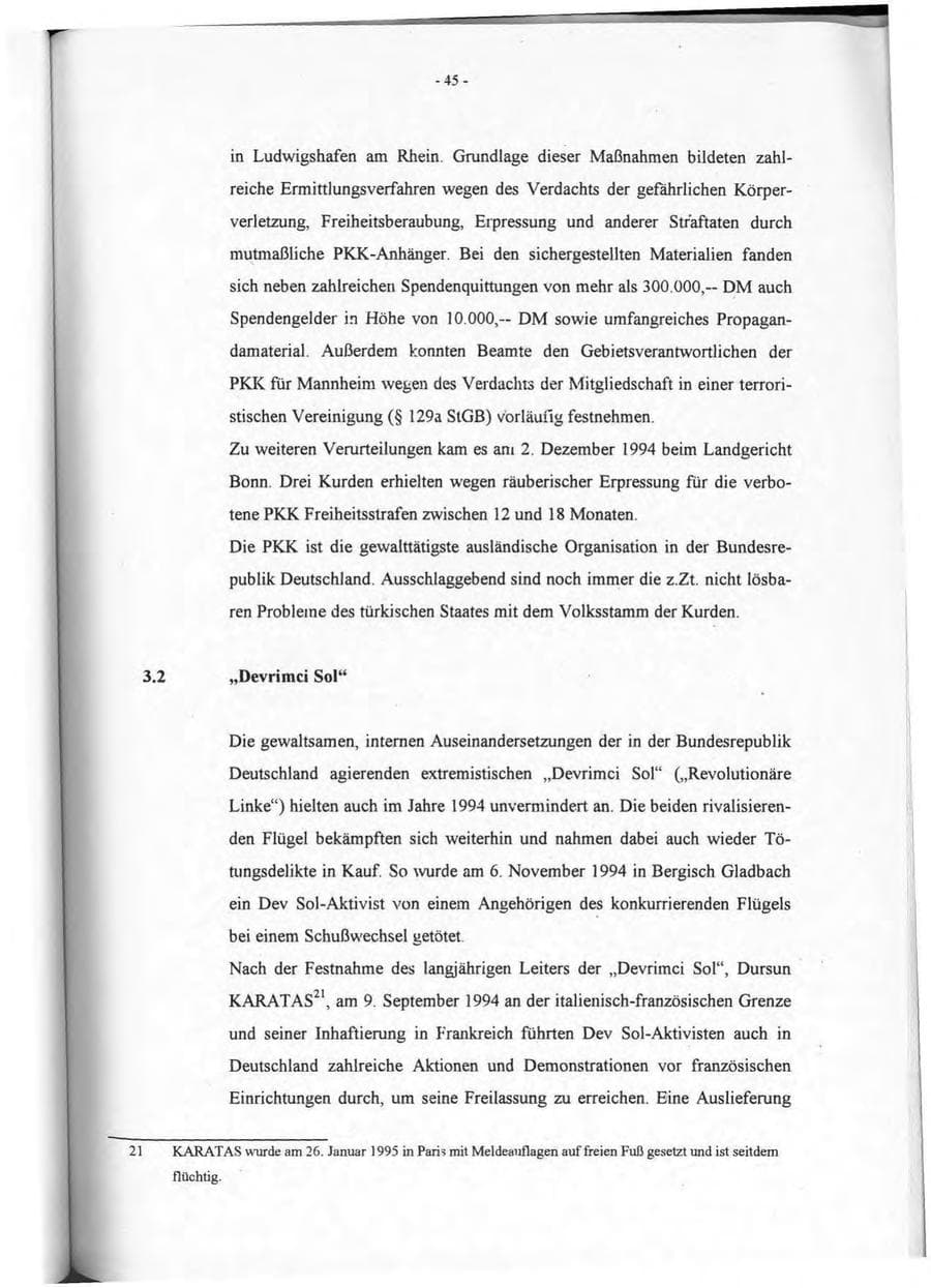 Seite 46 des Verfassungsschutzbericht 1994 Rheinland-Pfalz