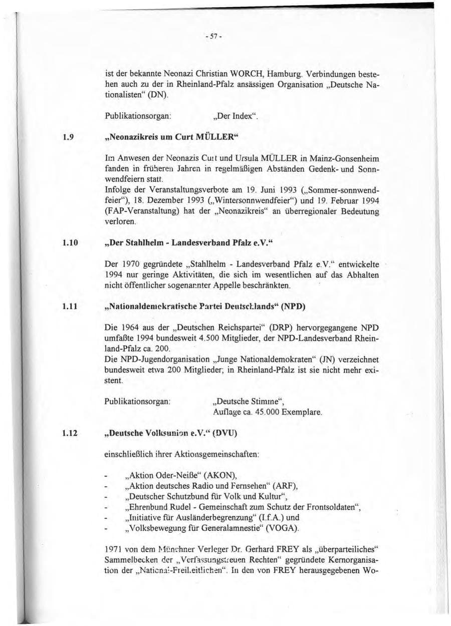 Seite 58 des Verfassungsschutzbericht 1994 Rheinland-Pfalz