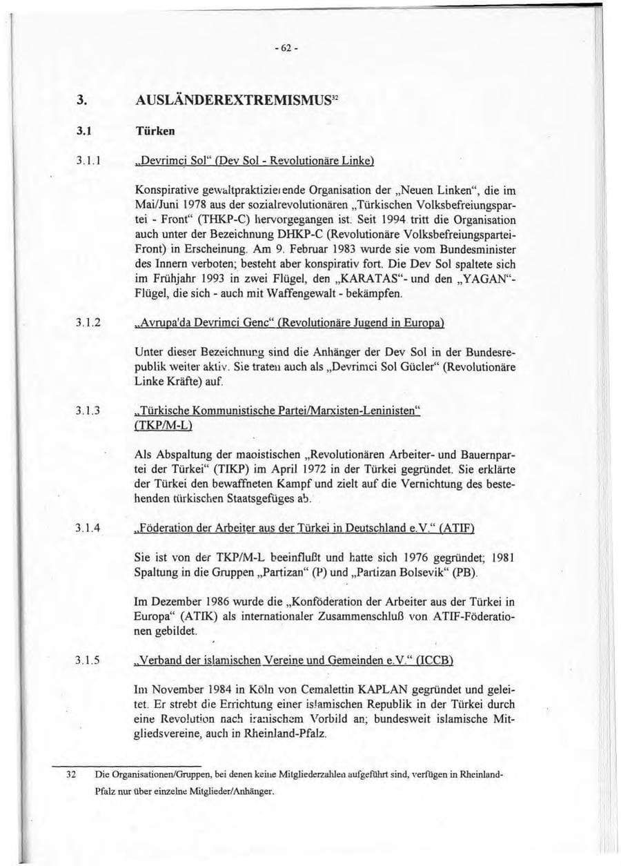 Seite 63 des Verfassungsschutzbericht 1994 Rheinland-Pfalz