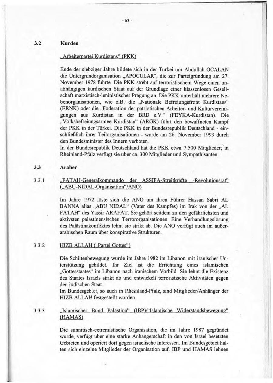 Seite 64 des Verfassungsschutzbericht 1994 Rheinland-Pfalz