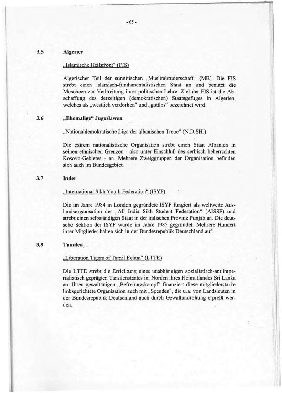 Seite 66 des Verfassungsschutzbericht 1994 Rheinland-Pfalz