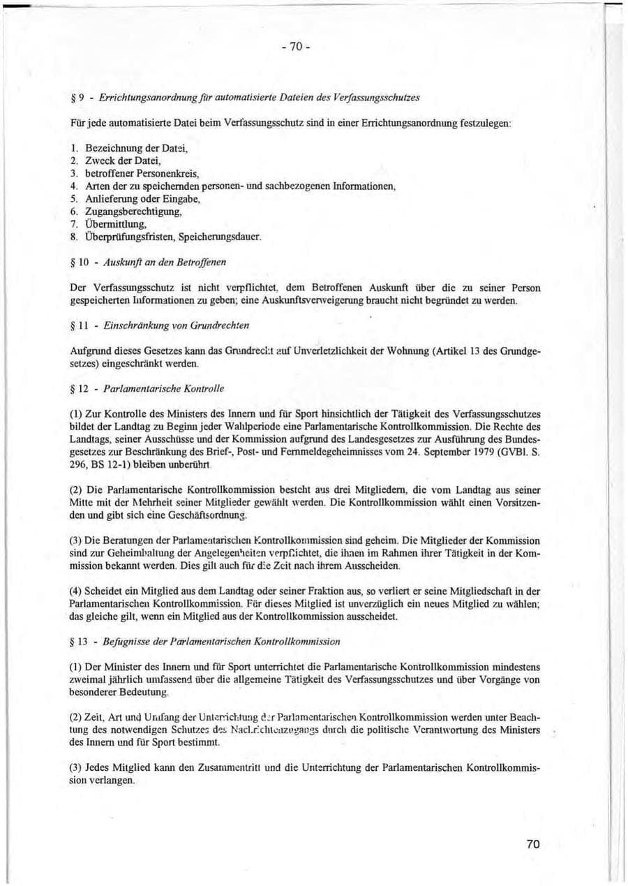 Seite 70 des Verfassungsschutzbericht 1994 Rheinland-Pfalz