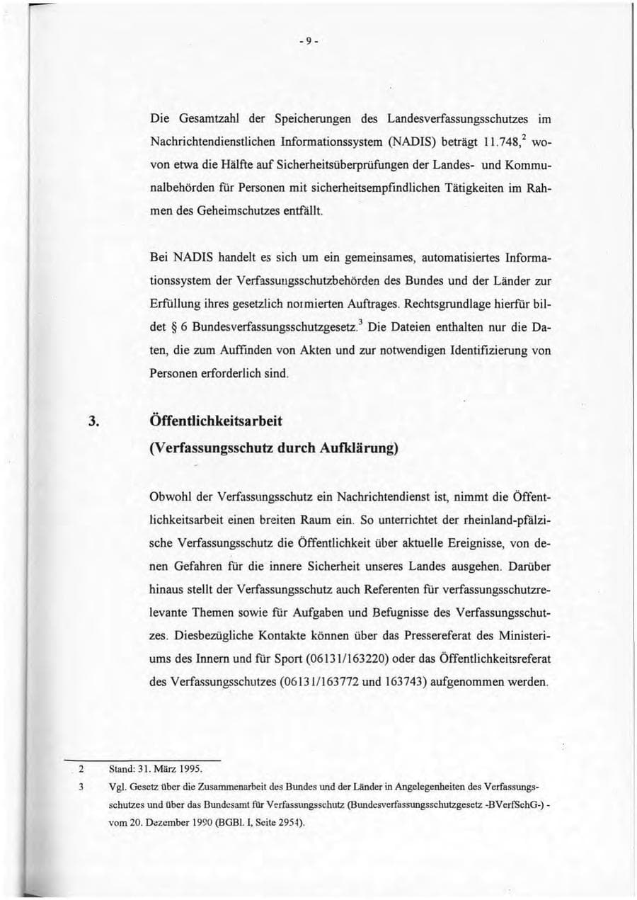 Seite 10 des Verfassungsschutzbericht 1994 Rheinland-Pfalz