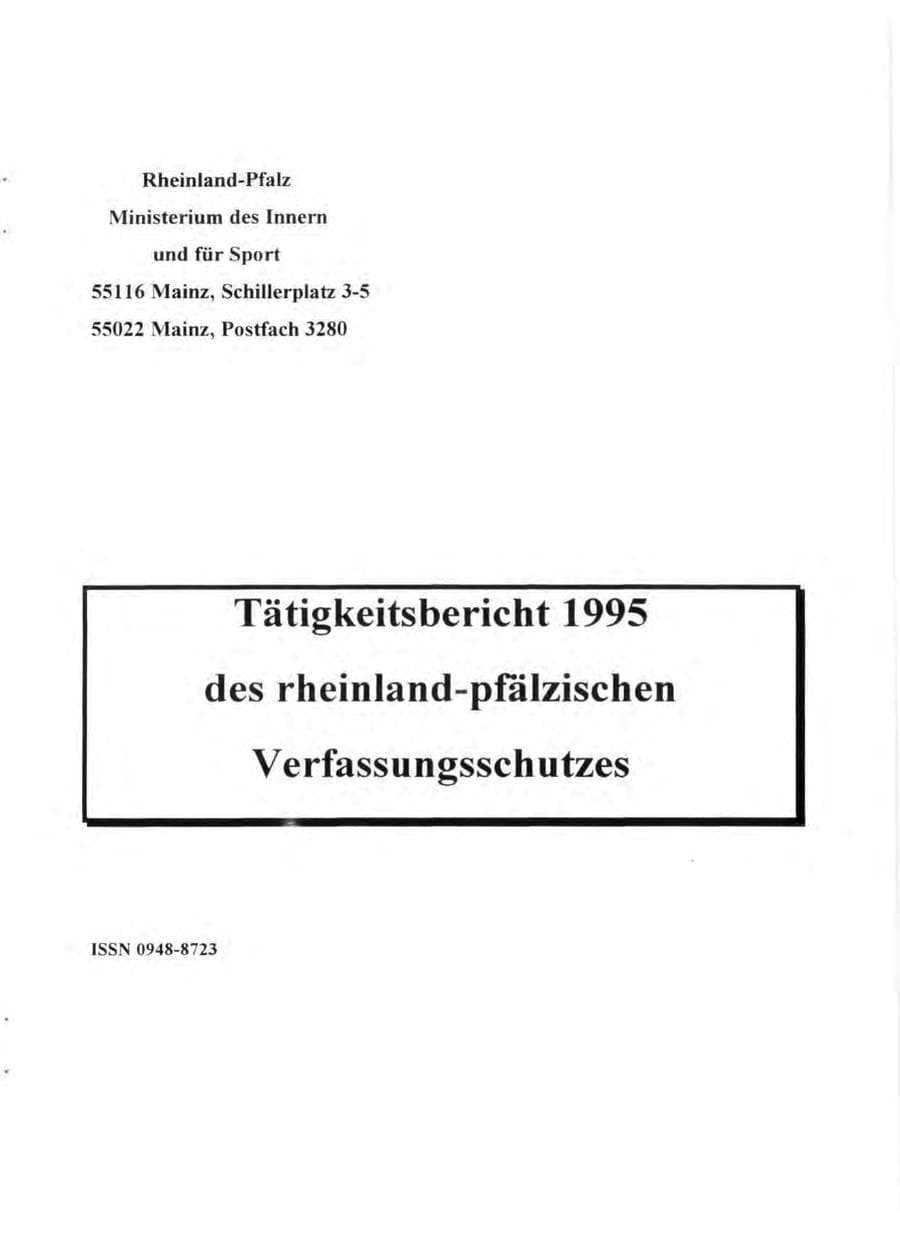 Seite 2 des Verfassungsschutzbericht 1995 Rheinland-Pfalz