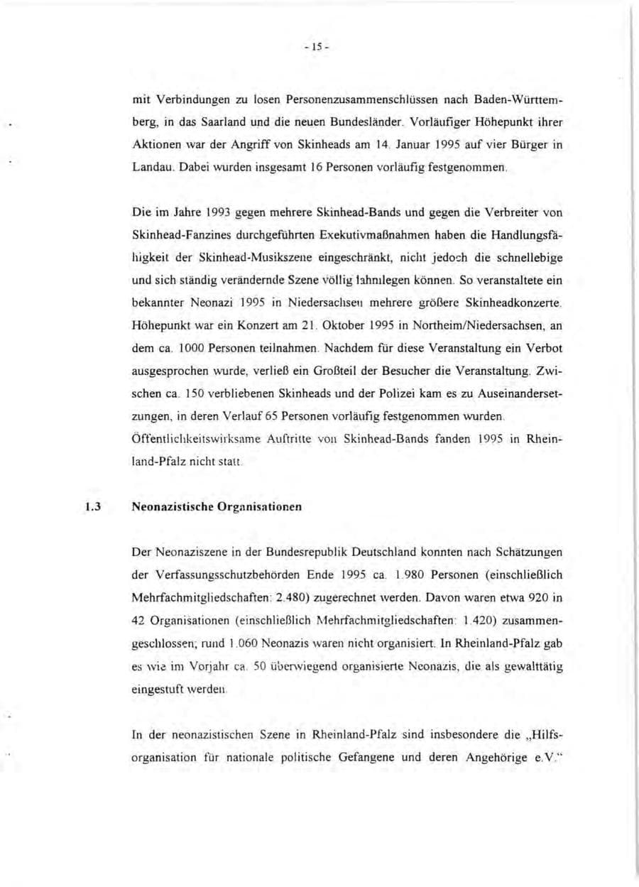 Seite 17 des Verfassungsschutzbericht 1995 Rheinland-Pfalz