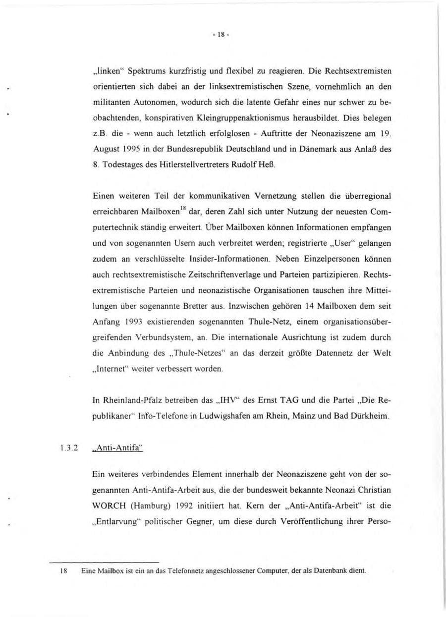 Seite 20 des Verfassungsschutzbericht 1995 Rheinland-Pfalz