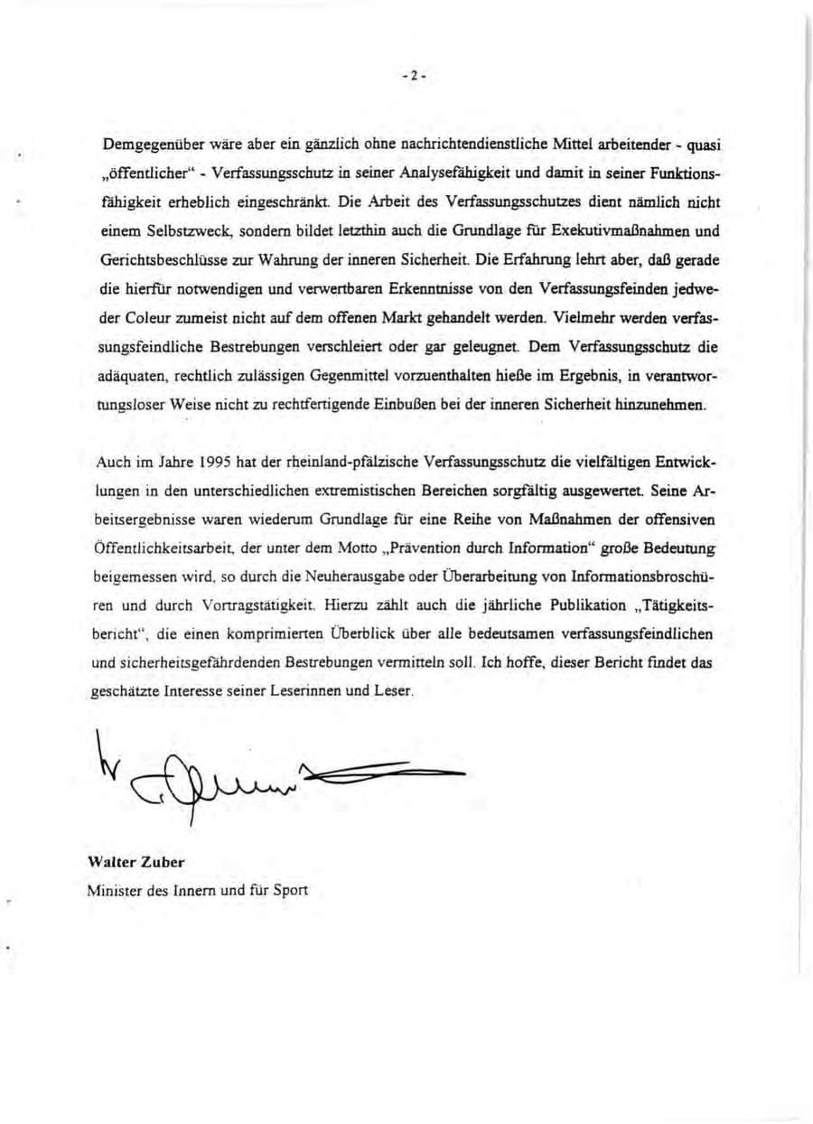 Seite 4 des Verfassungsschutzbericht 1995 Rheinland-Pfalz