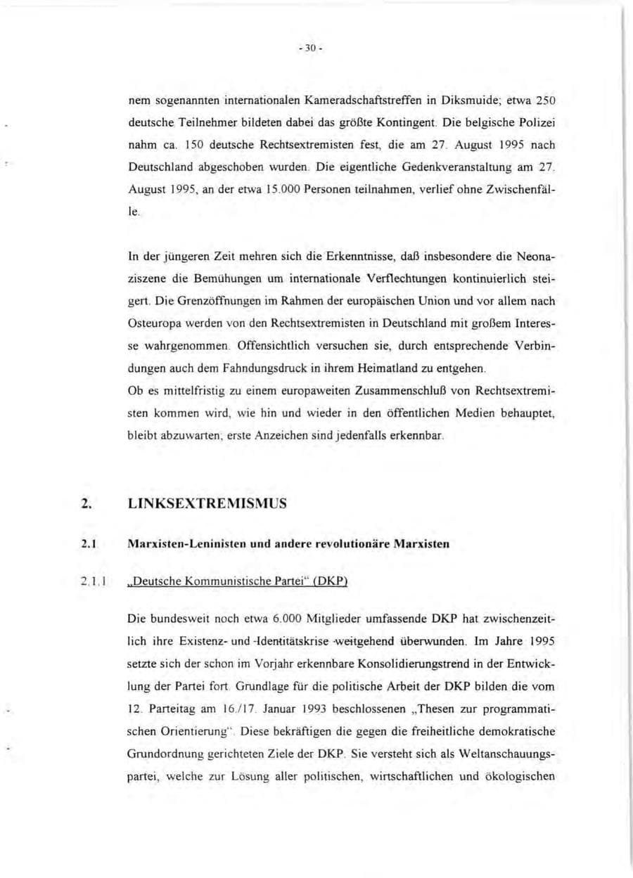 Seite 32 des Verfassungsschutzbericht 1995 Rheinland-Pfalz