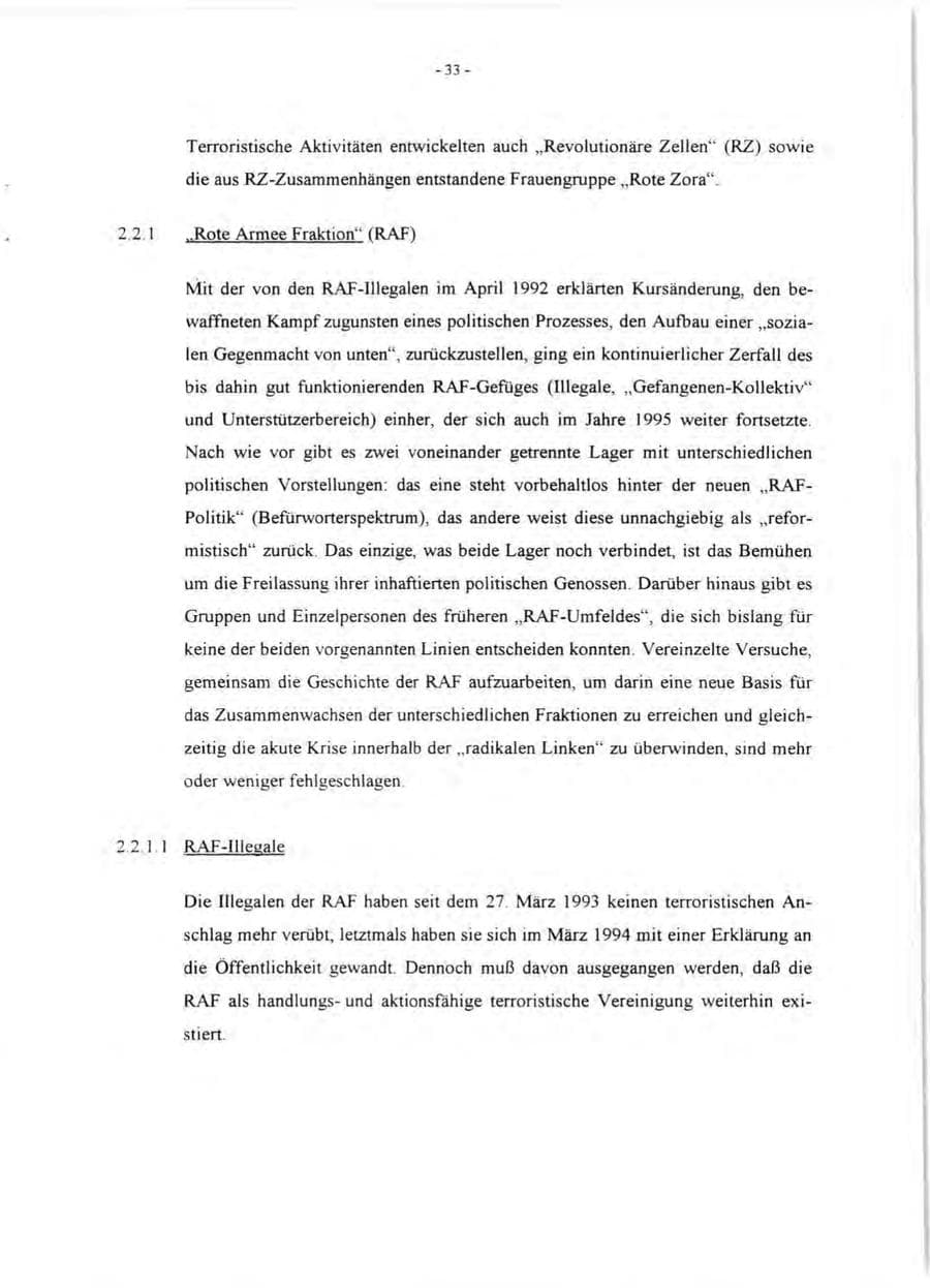 Seite 35 des Verfassungsschutzbericht 1995 Rheinland-Pfalz