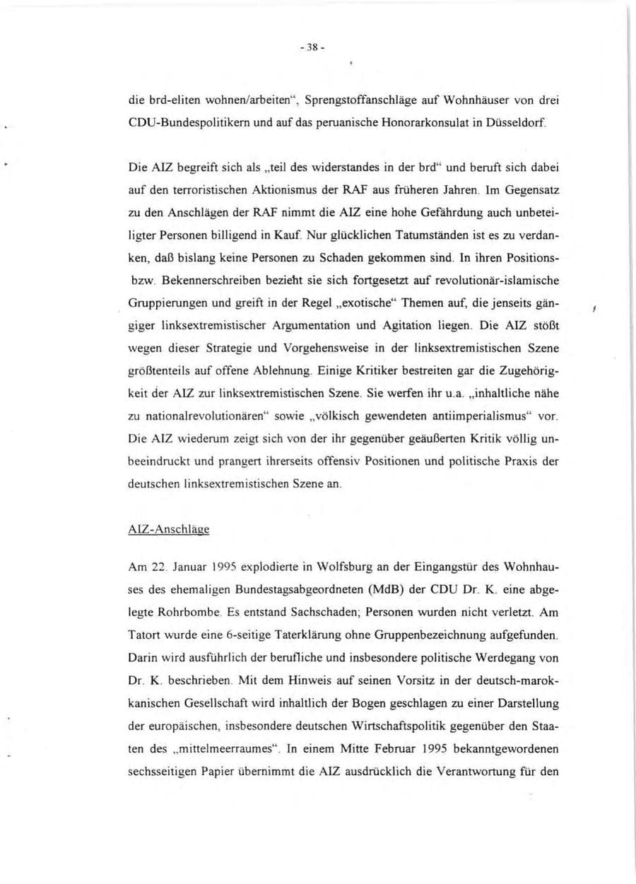 Seite 40 des Verfassungsschutzbericht 1995 Rheinland-Pfalz