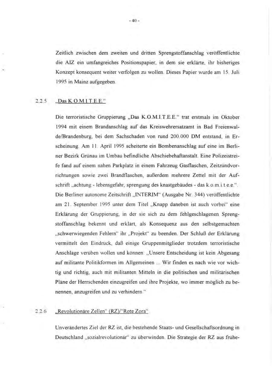 Seite 42 des Verfassungsschutzbericht 1995 Rheinland-Pfalz