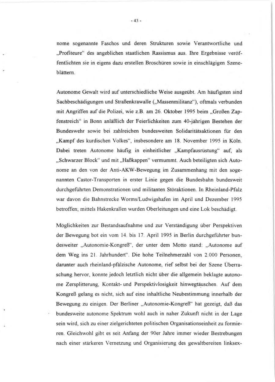 Seite 45 des Verfassungsschutzbericht 1995 Rheinland-Pfalz