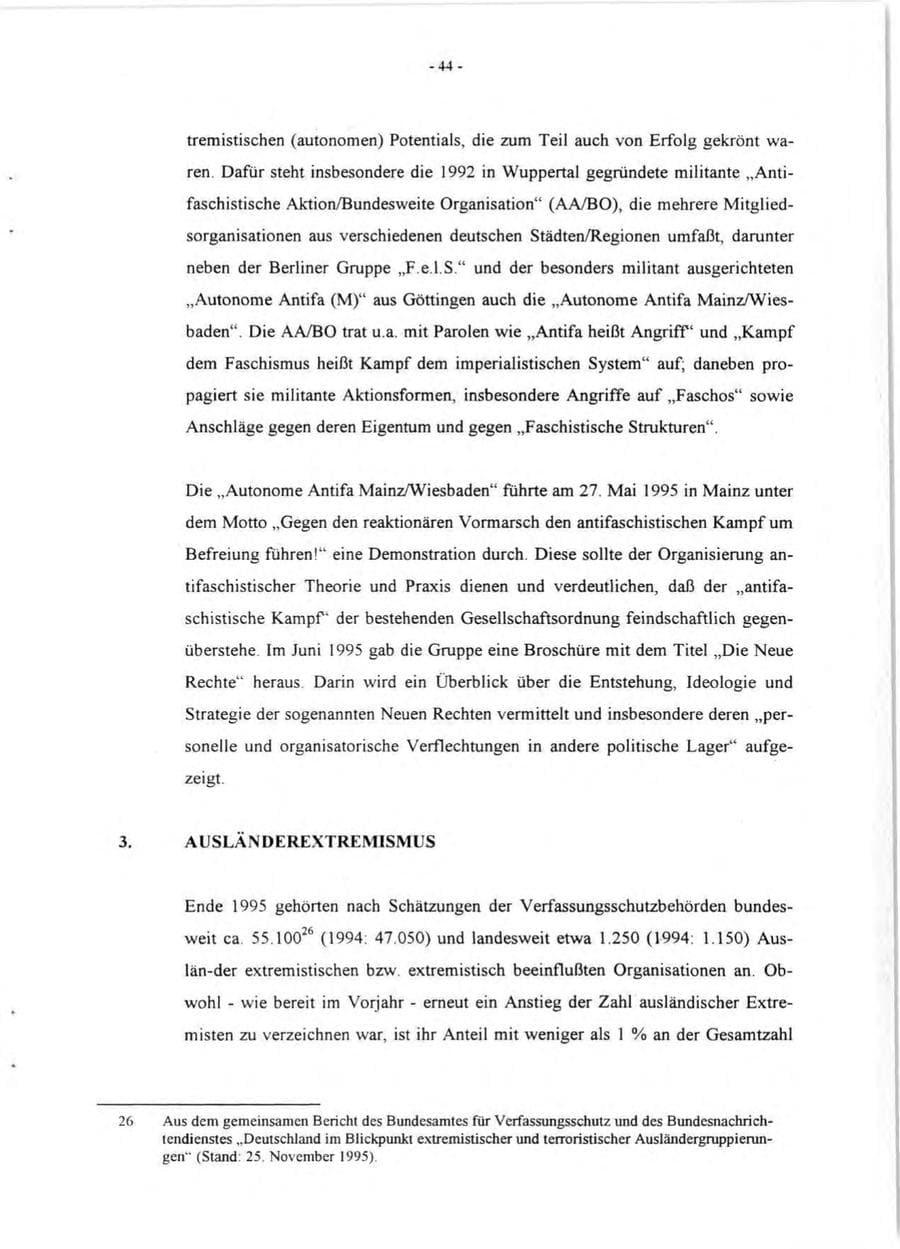 Seite 46 des Verfassungsschutzbericht 1995 Rheinland-Pfalz