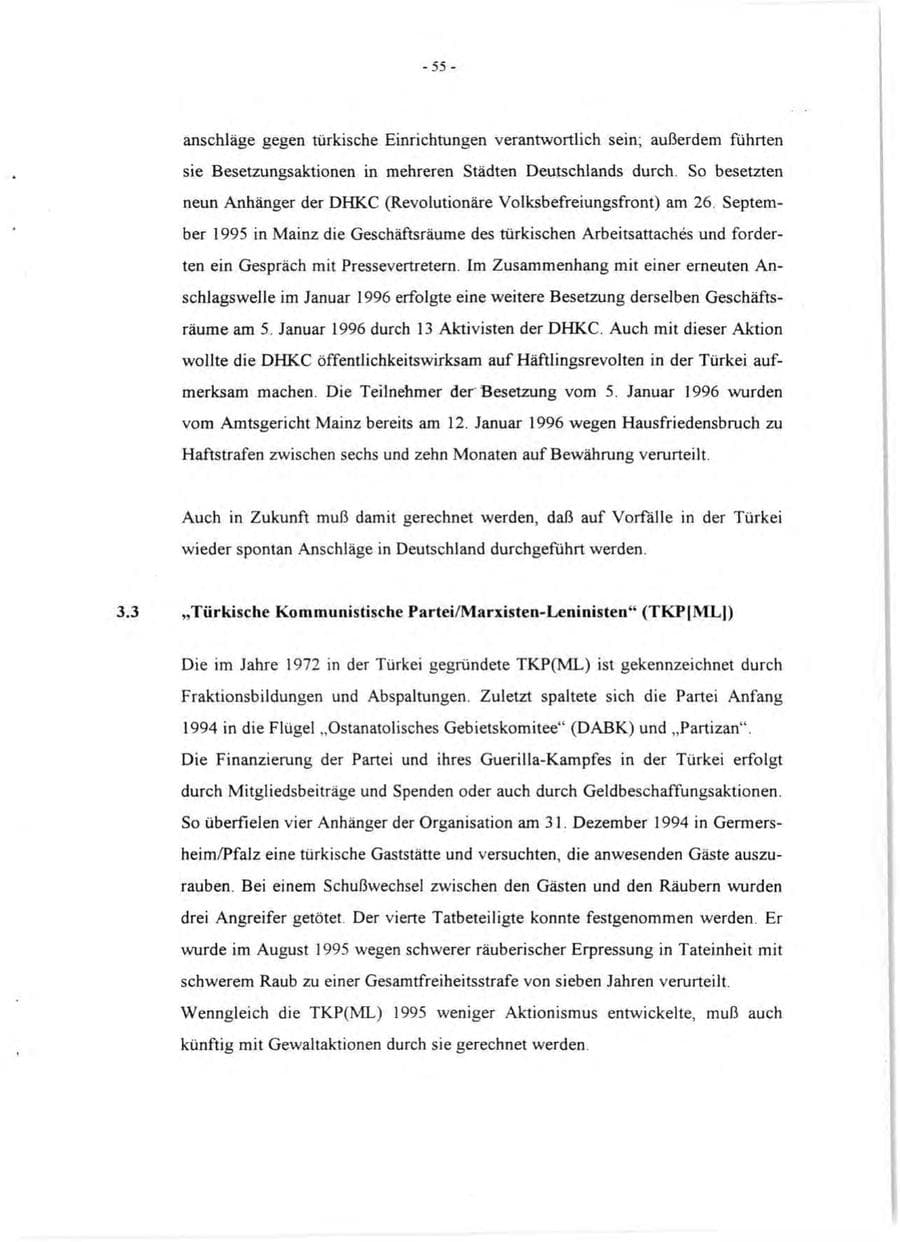 Seite 57 des Verfassungsschutzbericht 1995 Rheinland-Pfalz
