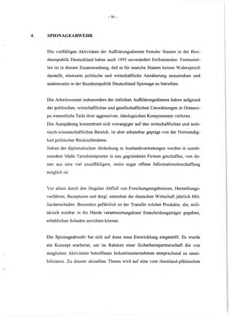 Seite 58 des Verfassungsschutzbericht 1995 Rheinland-Pfalz
