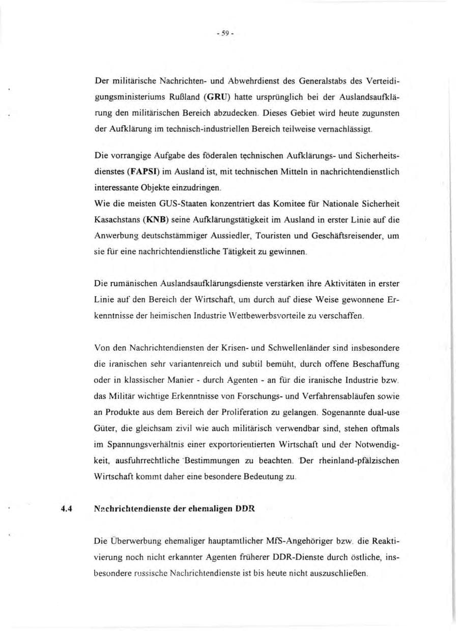 Seite 61 des Verfassungsschutzbericht 1995 Rheinland-Pfalz