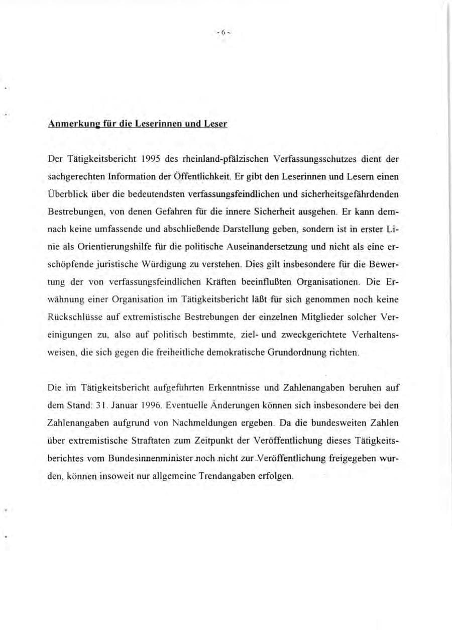 Seite 8 des Verfassungsschutzbericht 1995 Rheinland-Pfalz
