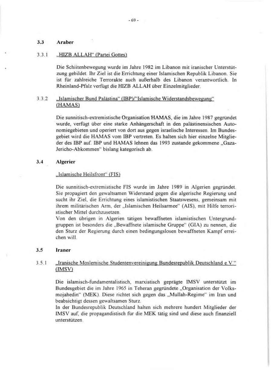 Seite 71 des Verfassungsschutzbericht 1995 Rheinland-Pfalz