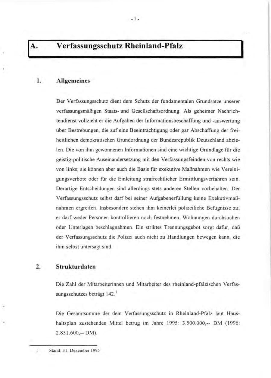 Seite 9 des Verfassungsschutzbericht 1995 Rheinland-Pfalz