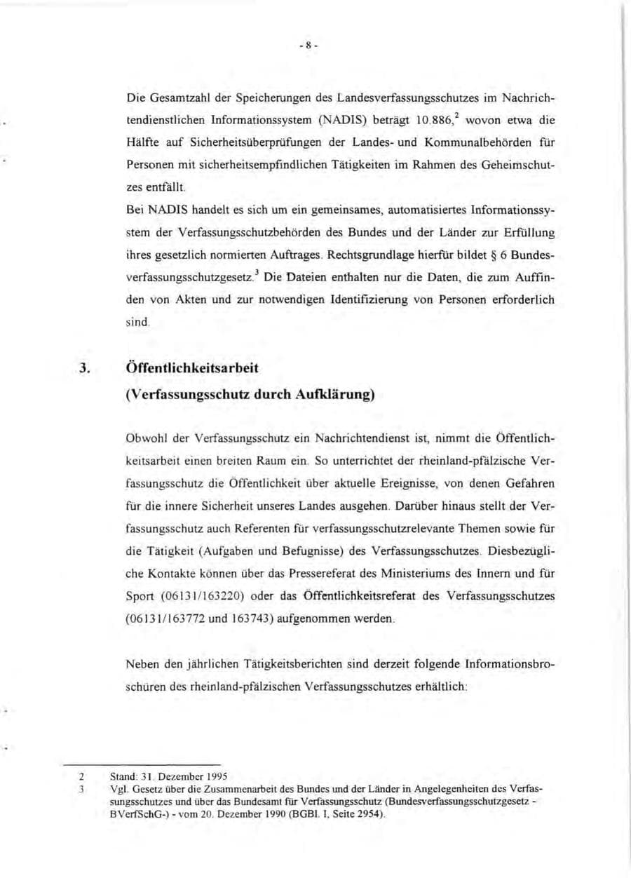 Seite 10 des Verfassungsschutzbericht 1995 Rheinland-Pfalz