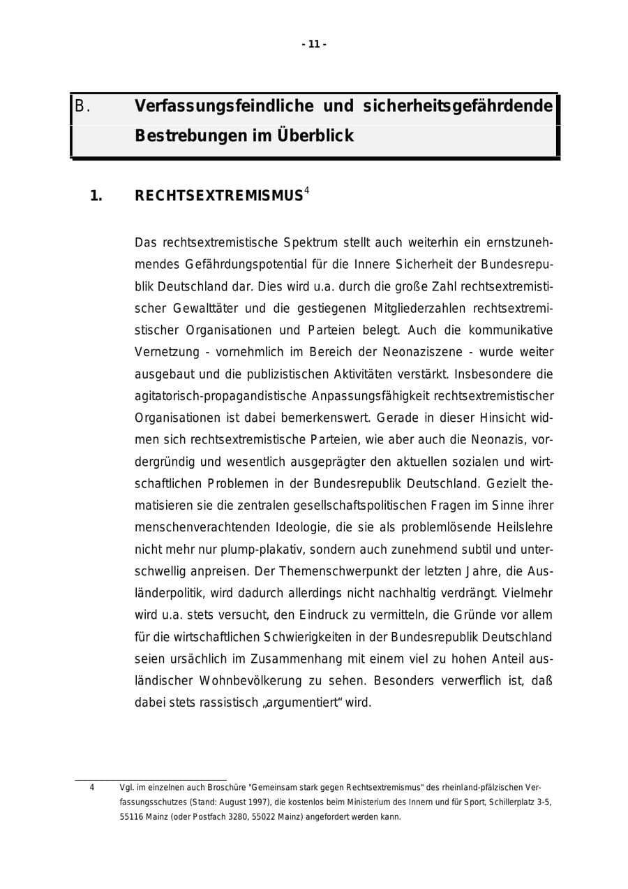 Seite 12 des Verfassungsschutzbericht 1997 Rheinland-Pfalz