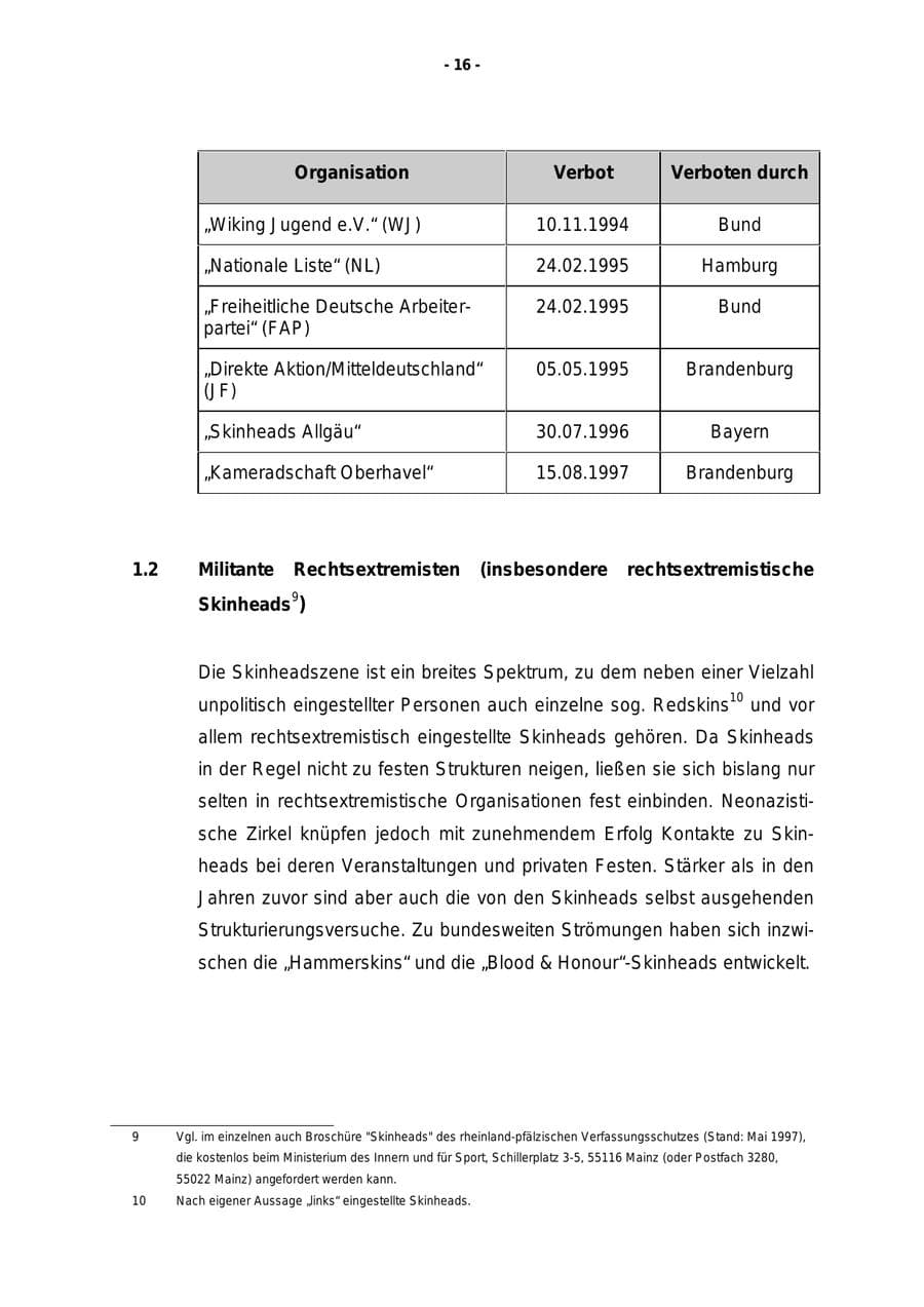 Seite 17 des Verfassungsschutzbericht 1997 Rheinland-Pfalz