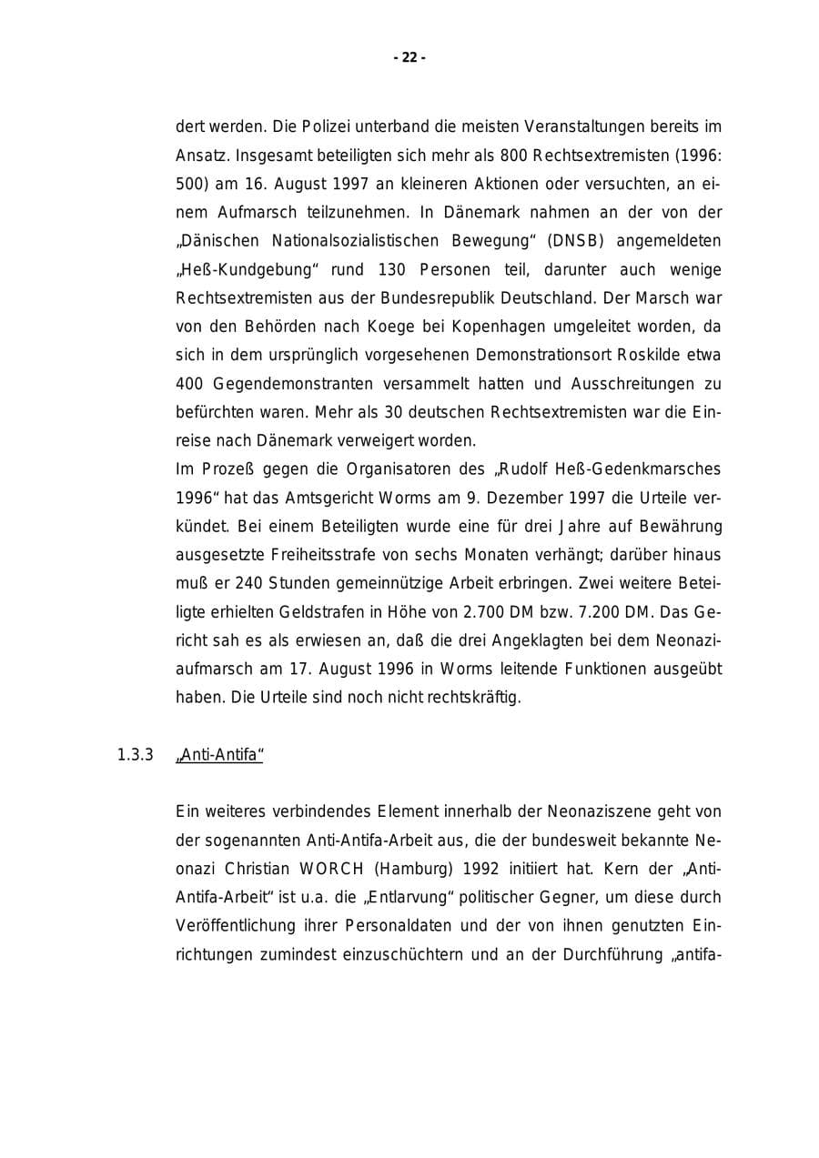 Seite 23 des Verfassungsschutzbericht 1997 Rheinland-Pfalz