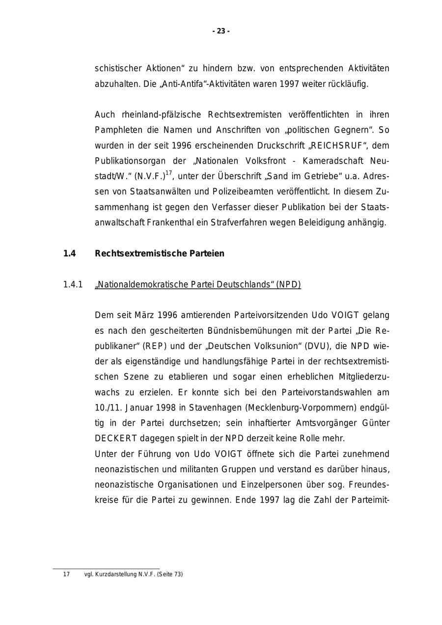 Seite 24 des Verfassungsschutzbericht 1997 Rheinland-Pfalz
