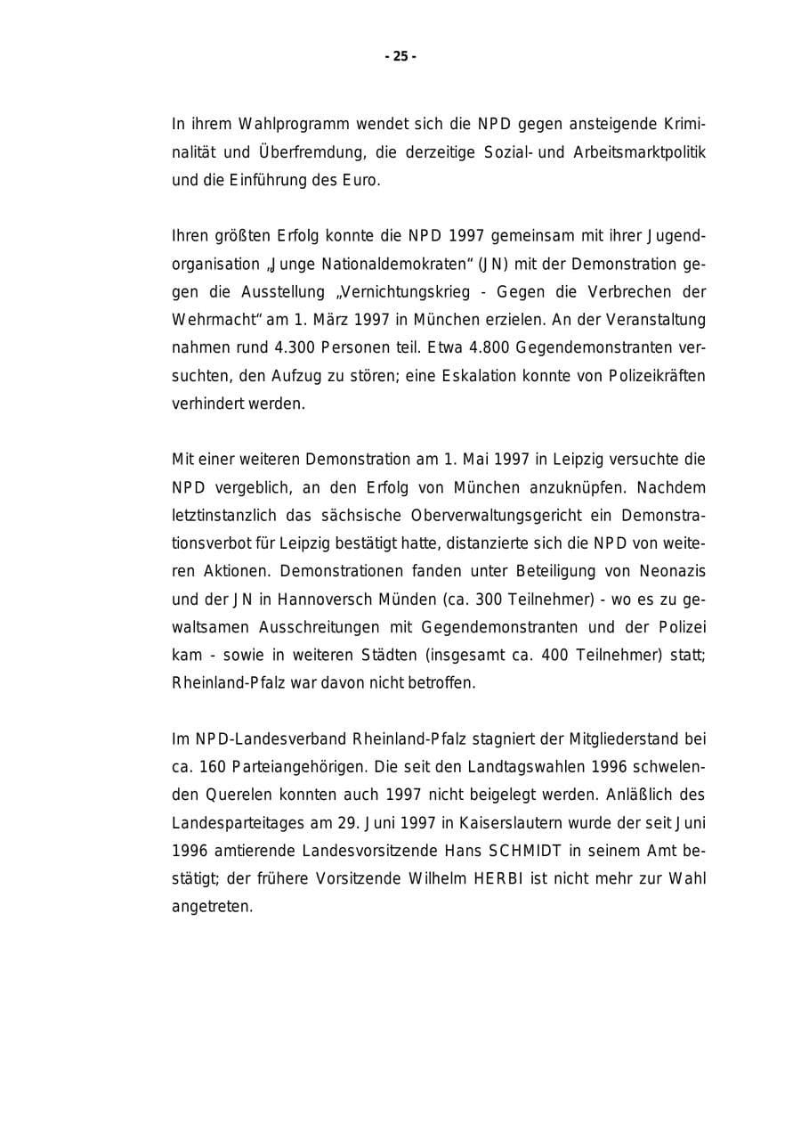 Seite 26 des Verfassungsschutzbericht 1997 Rheinland-Pfalz