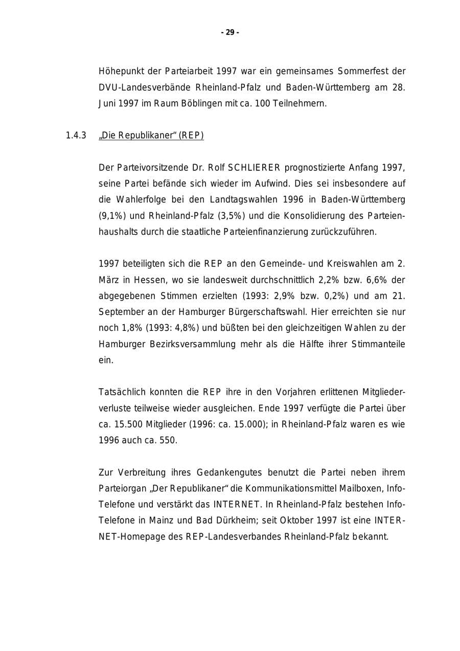 Seite 30 des Verfassungsschutzbericht 1997 Rheinland-Pfalz