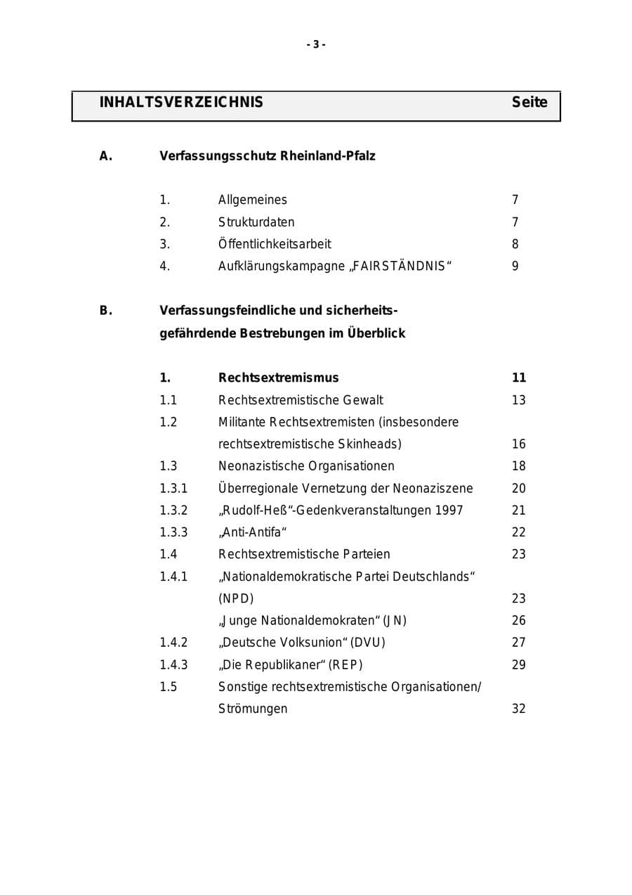 Seite 4 des Verfassungsschutzbericht 1997 Rheinland-Pfalz