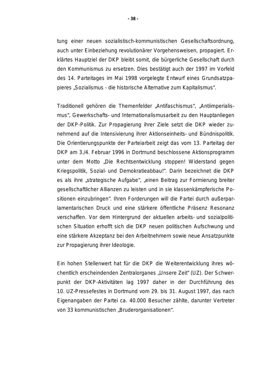 Seite 39 des Verfassungsschutzbericht 1997 Rheinland-Pfalz
