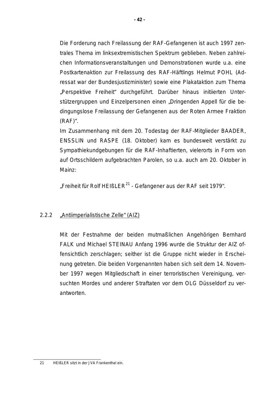 Seite 43 des Verfassungsschutzbericht 1997 Rheinland-Pfalz