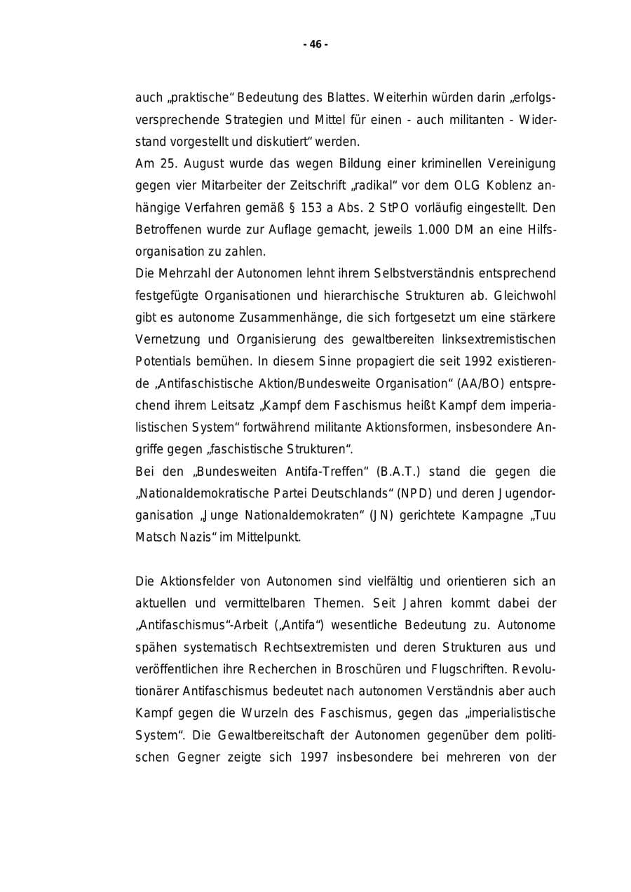 Seite 47 des Verfassungsschutzbericht 1997 Rheinland-Pfalz