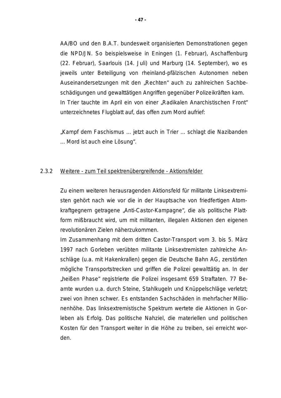 Seite 48 des Verfassungsschutzbericht 1997 Rheinland-Pfalz