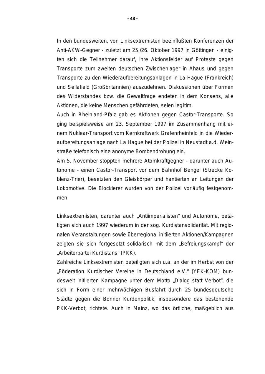 Seite 49 des Verfassungsschutzbericht 1997 Rheinland-Pfalz